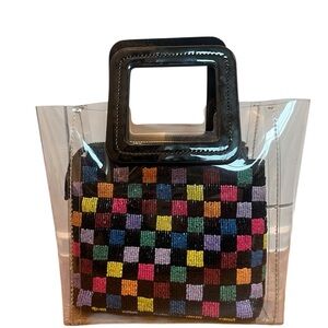 STAUD Black Multicolor Checkered Mini Bag